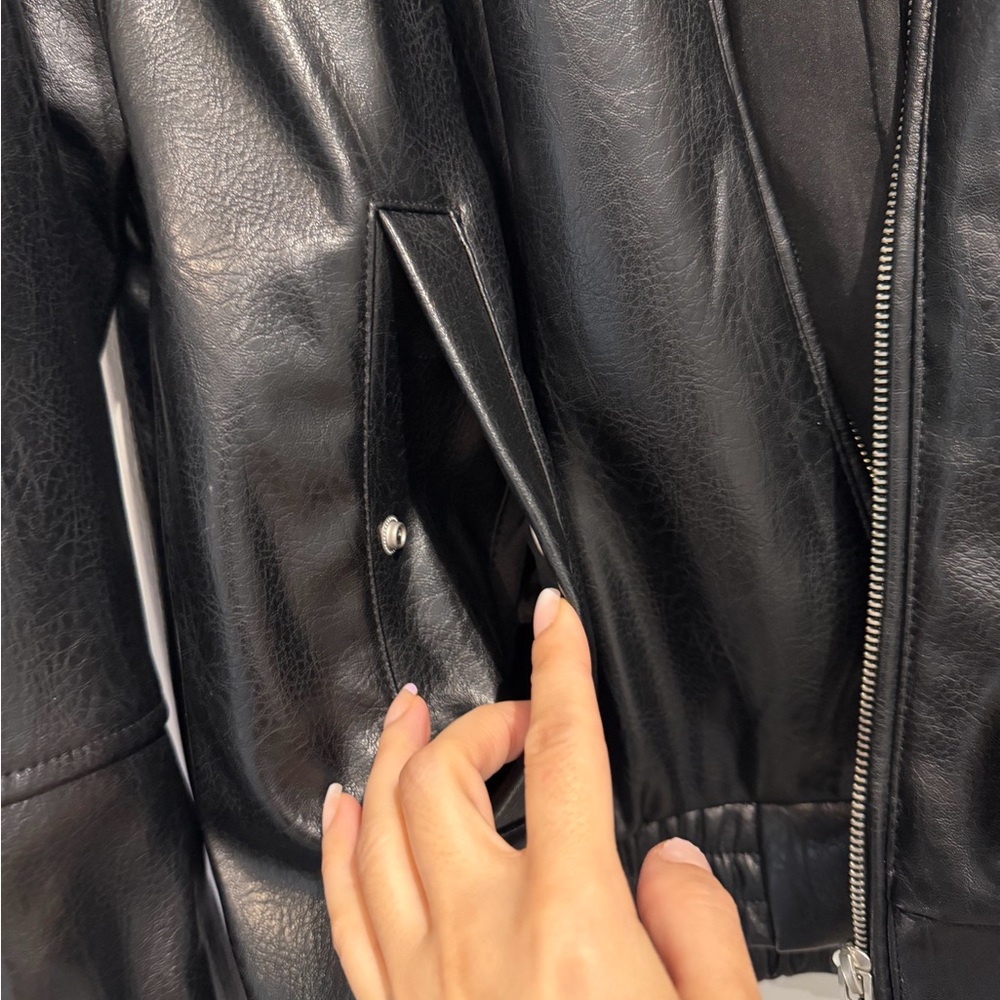 Zara Black Leather Jacket for Women - Picture 8 of 9